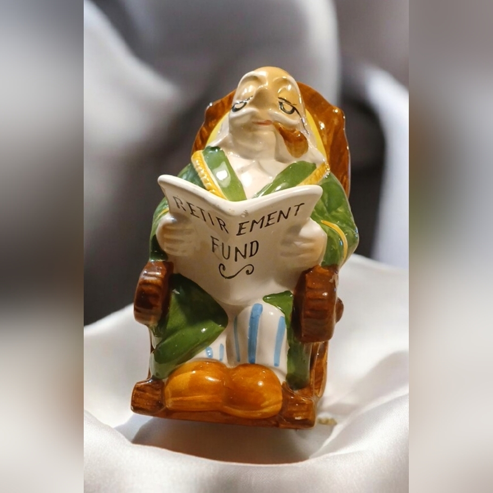 "Retirement Fund" Grandpa In His Rocking Chair Bank
